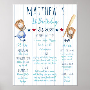 Poster SIGNE DU PREMIER ANNIVERSAIRE DE BASEball