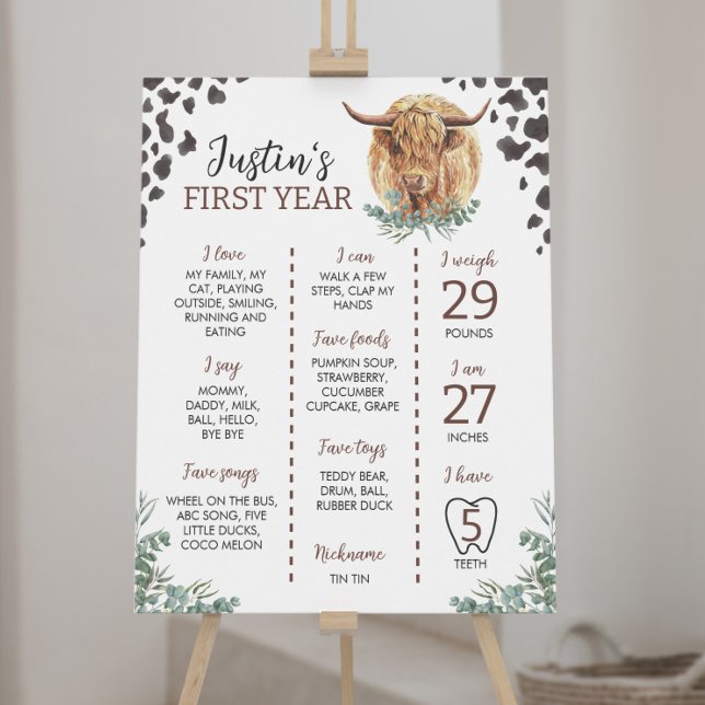 Poster SIGNE DU PREMIER ANNIVERSAIRE DE LA Vache Highland (Créateur téléchargé)