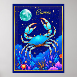 Poster Signe du zodiaque Cancer le Crabe