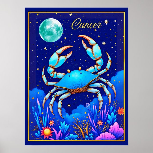 Poster Signe du zodiaque Cancer le Crabe (Devant)