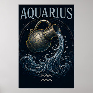 Poster Signe du zodiaque Verseau Symbole d'astrologie Por