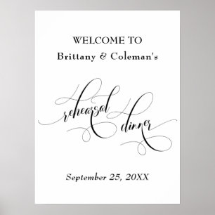 Poster Signe élégant de bienvenue au dîner de répétition