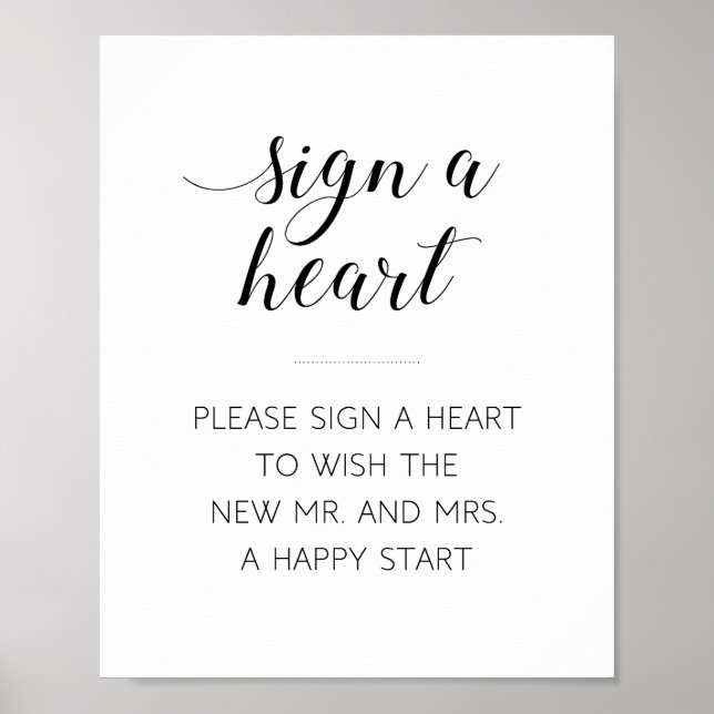 Poster Signe Élégant Signe Mariage Coeur (Devant)