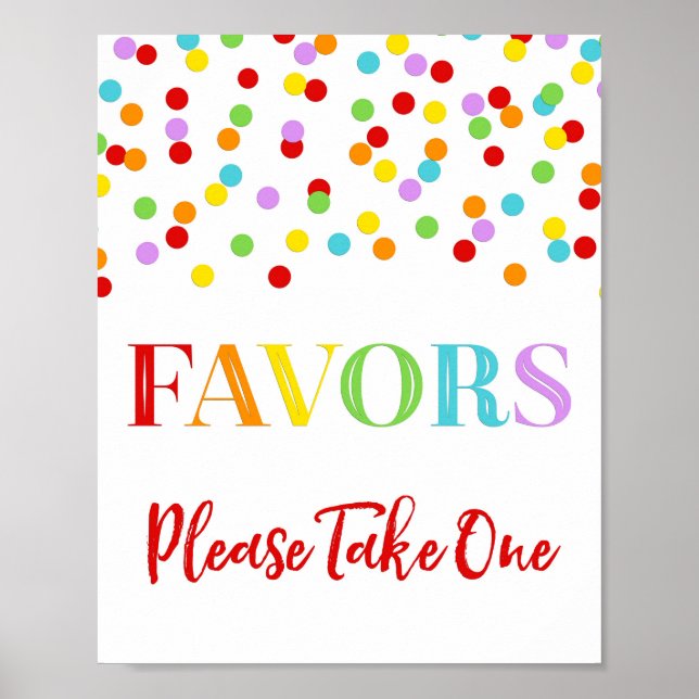 Poster Signe Faveur Rainbow Confetti Baby shower (Devant)