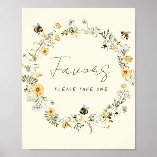 Poster SIGNE fleur sauvage Fête des mariées abeille Faveu (Devant)