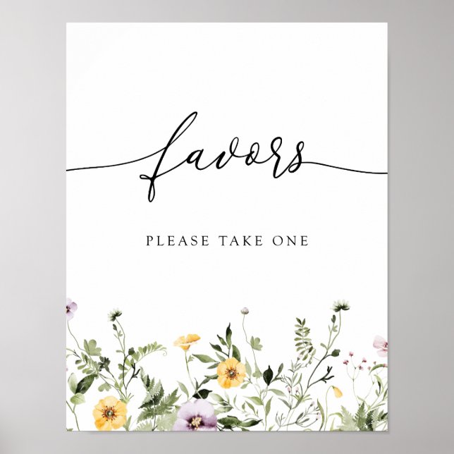 Poster Signe Fleur sauvage jaune délicat (Devant)