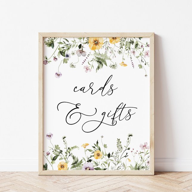 Poster Signe Fleur sauvage jaune délicat Cartes et cadeau (Créateur téléchargé)