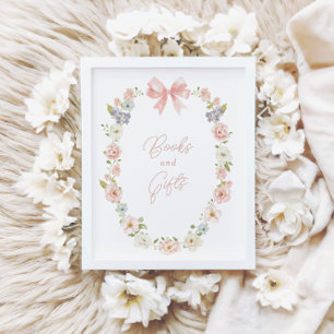 Poster Signe fleur sauvage Pink Bow Baby Girls Livres & C