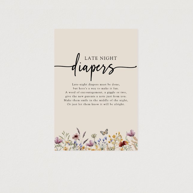 Poster Signe Floral Late Night Diapés (Boho Floral Late Night Diapers Sign with Butterfly by Painted Paperie
)