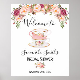 Poster Signe floral rose pour la soirée de mariage avec t