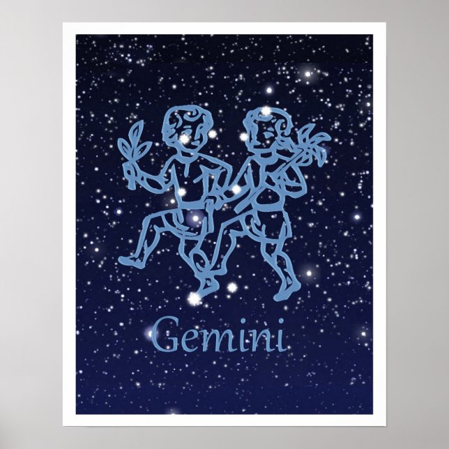 Poster Signe Gemini Constellation et Zodiaque avec étoile (Devant)