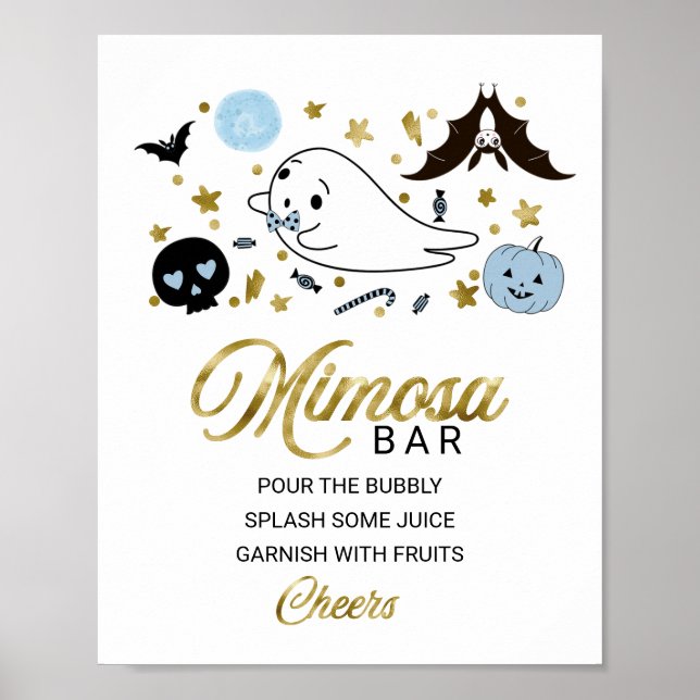 Poster SIGNE Halloween Boy Baby shower Mimosa Bar (Devant)