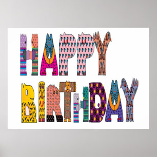 POSTER SIGNE "HEUREUX ANNIVERSAIRE"
