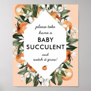 Poster Signe Little Cutie Baby shower Succulent Faveurs