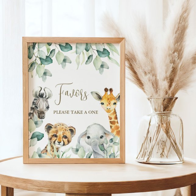 Poster Signe Little Wild One Safari Baby shower Faveurs (Favors Sign)