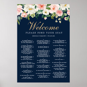 Poster SIGNE Mariage Bleu Or Marine
