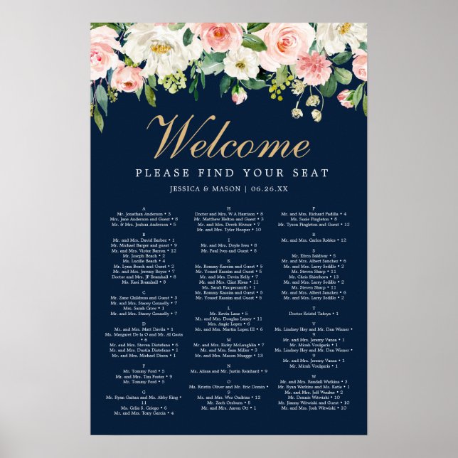 Poster SIGNE Mariage Bleu Or Marine (Devant)