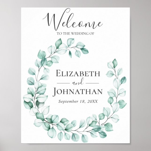 Poster SIGNE Mariage D'ACCUEIL Eucalyptus Verdure Wreath (Devant)