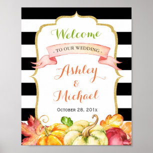 Poster SIGNE MARIAGE DE AUTOMNE   Thème Feuille d'automne