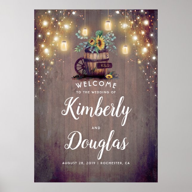 Poster SIGNE Mariage de automne Tournesol Rustique (Devant)