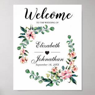 Poster SIGNE Mariage DE Bienvenue couronne verte  
