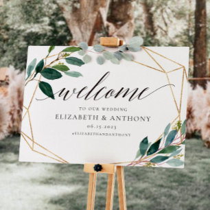 Poster SIGNE Mariage de bienvenue géométrique feuille