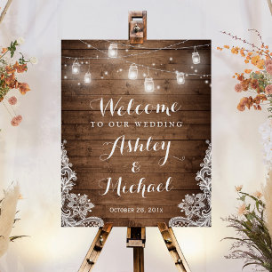 Poster SIGNE Mariage de dentelle en bois rustique Mason