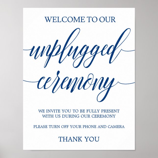 Poster Signe Mariage débranché Marine Blue Calligraphie (Devant)