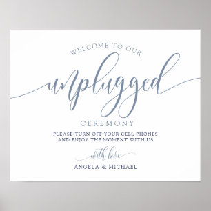 Poster Signe Mariage débranché - Typographie (Dusty Blue)