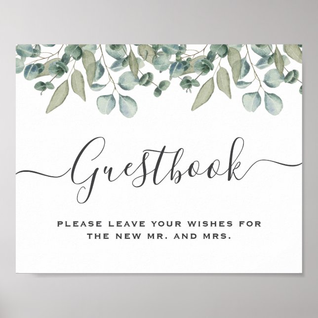 Poster Signe Mariage Eucalyptus Green (Devant)