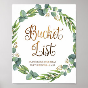 Poster Signe mariage Eucalyptus pour la liste des seaux
