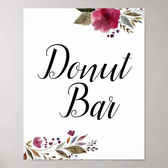 Poster SIGNE Mariage Fleurs Bourgogne Bar Donut (Devant)