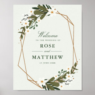 Poster signe mariage floral géométrique