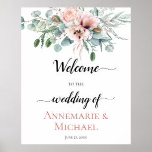 Poster SIGNE Mariage Floral Poulet Pavoie rose pâle