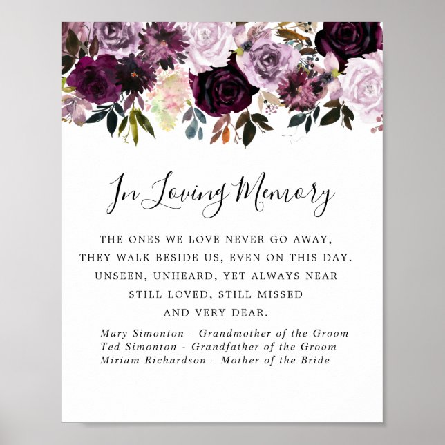 Poster SIGNE Mariage Floral Rose violet (Devant)