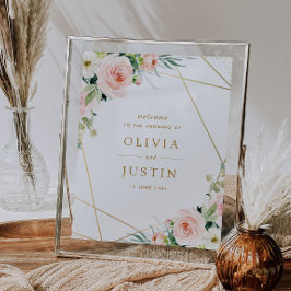 Poster signe mariage géométrique rose