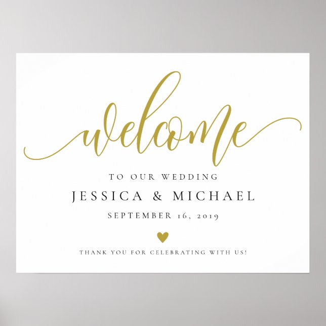 Poster SIGNE Mariage Gold Welcome (Devant)