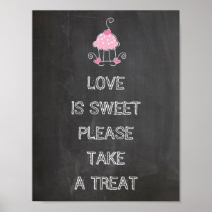 Poster signe mariage - l'amour est sucré s'il vous plaît 