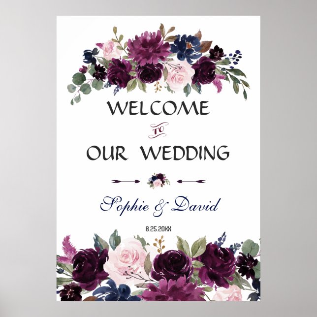 Poster SIGNE Mariage Lavender Navy Blue Florom (Devant)