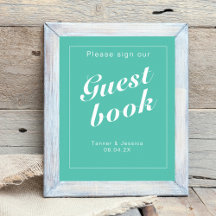 SIGNE Mariage minimaliste moderne Aqua & Blanc