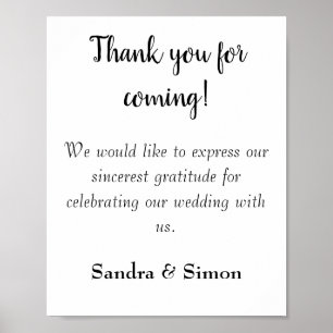 Poster SIGNE Mariage noir et blanc Merci