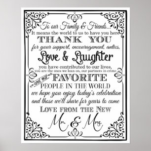 Poster signe mariage noir et blanc signe merci