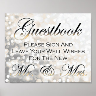 Poster Signe Mariage noir et or