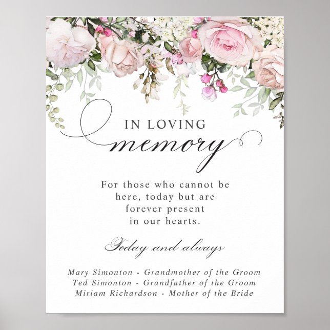 Poster SIGNE Mariage Rose-Blanc Floral (Devant)