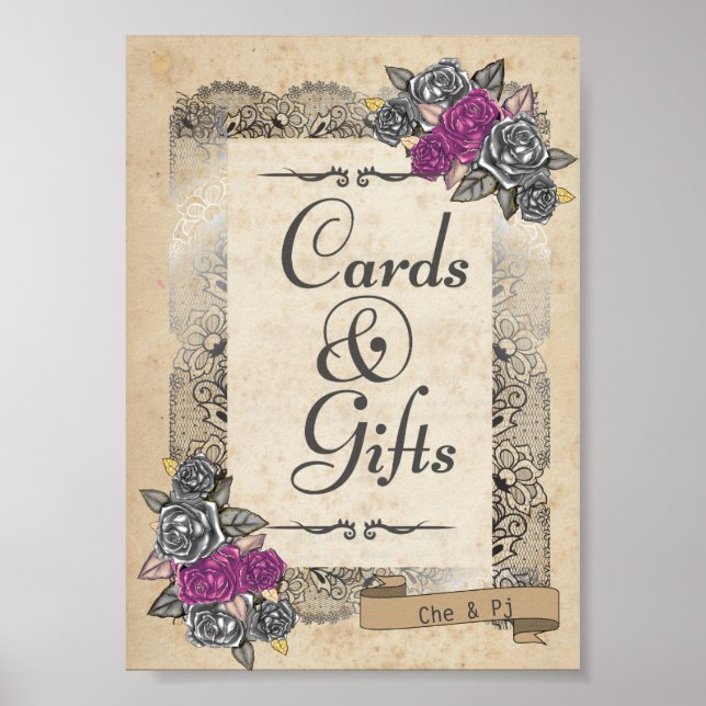 Poster SIGNE Mariage rustique Cadeau et Favoriser (Devant)