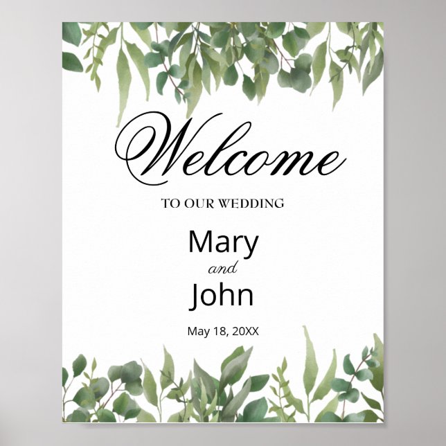 Poster SIGNE Mariage Rustique Vert Feuille Verdure Foliag (Devant)