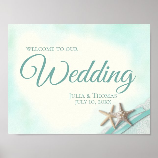 Poster SIGNE mariage Welcome Starfish et ruban (Devant)