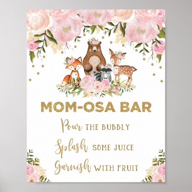 Poster SIGNE Mimosa Mom-osa Bar Girl Baby shower bois (Devant)