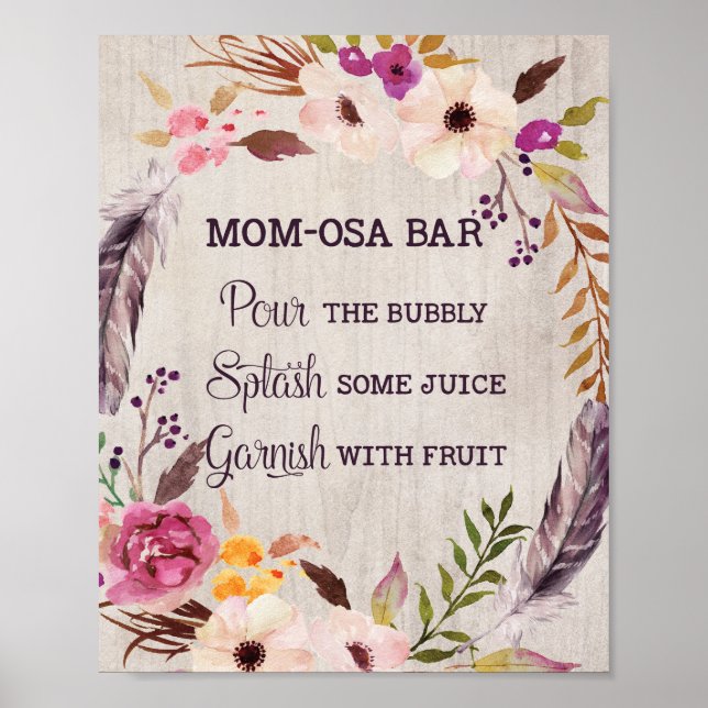 Poster SIGNE Mimosa Momosa Bar Baby shower Floral Rustiqu (Devant)