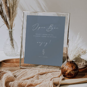 Poster Signe mini-bar bleu foncé et bleu Mariage